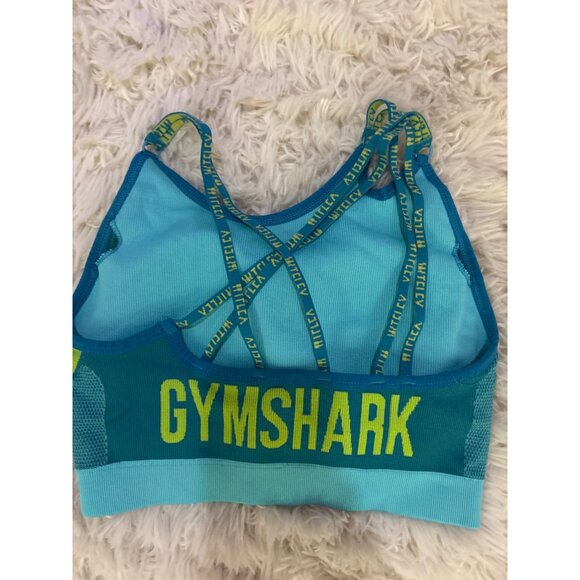 Gymshark Womens Strappy Back Sports Bra Teal & Neon Green xs Activewear - Picture 4 of 8